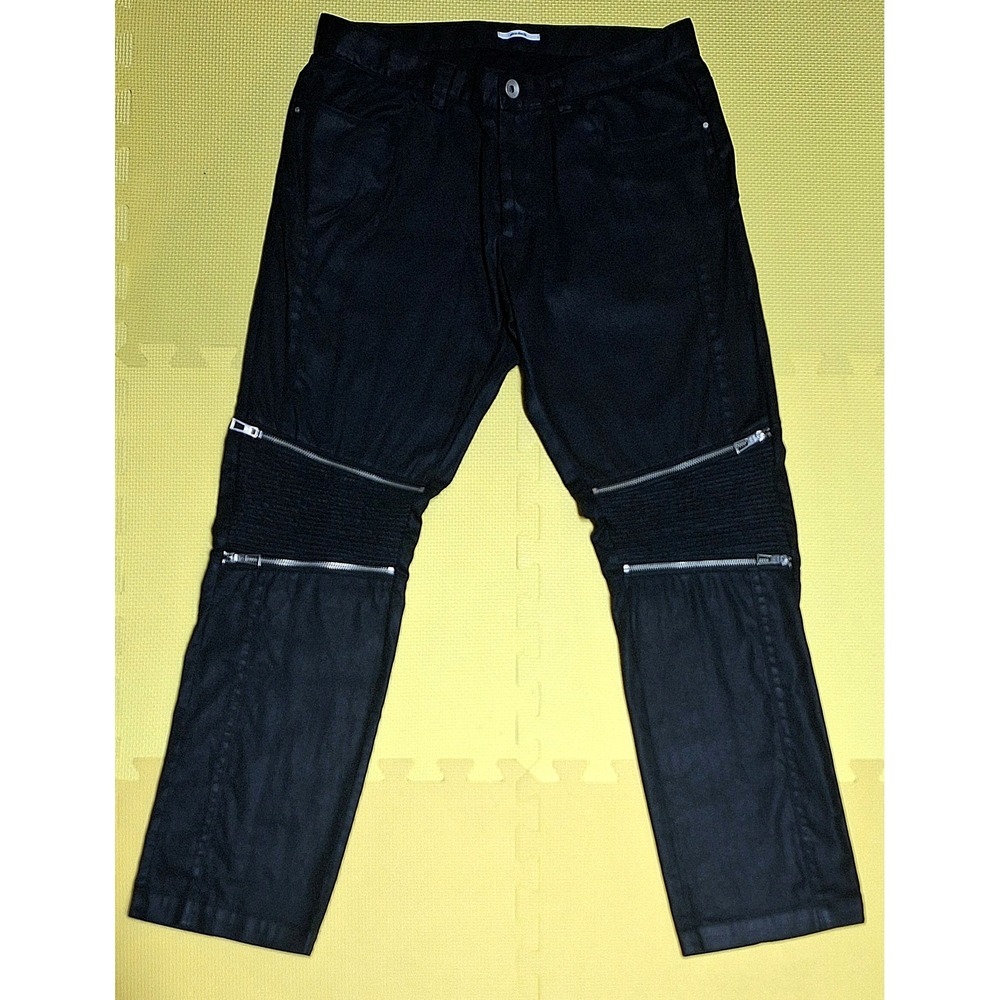 Calvin Kline Ultra Slim Black Motorcycle Jeans Knee Zipper Goth Pants 32x32 Mens